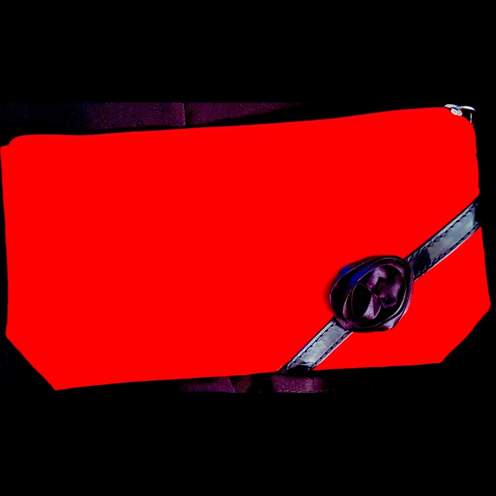 NEW: Lancôme Satin Red and Black Cosmetic Bag.